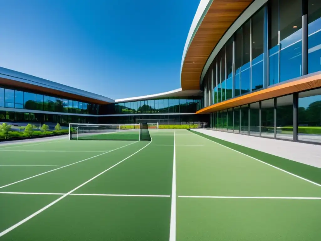 Complejo deportivo de élite en la ciudad Vista panorámica de un complejo deportivo moderno con atletas de élite entrenando